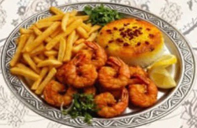 Fried Shrimp with Rice & French Fries
