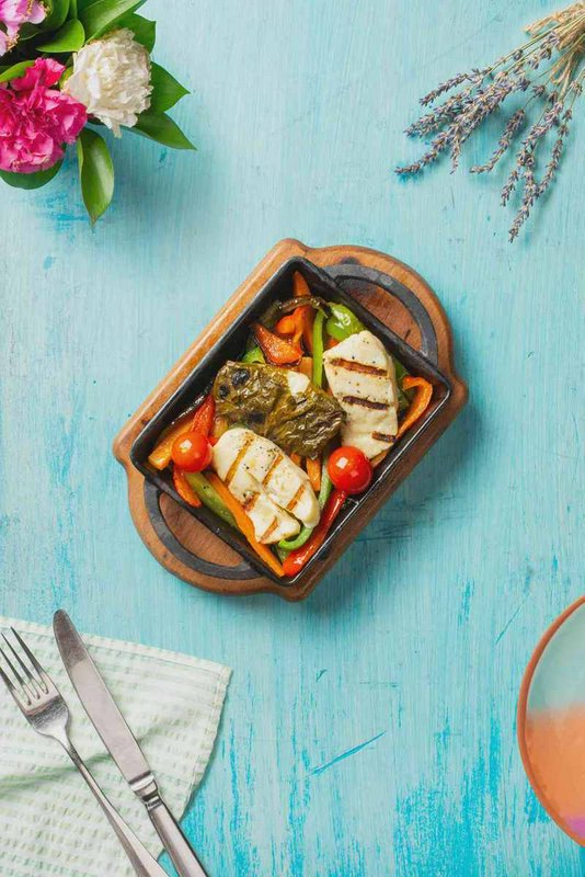 Grilled Halloumi in Vine Leaves