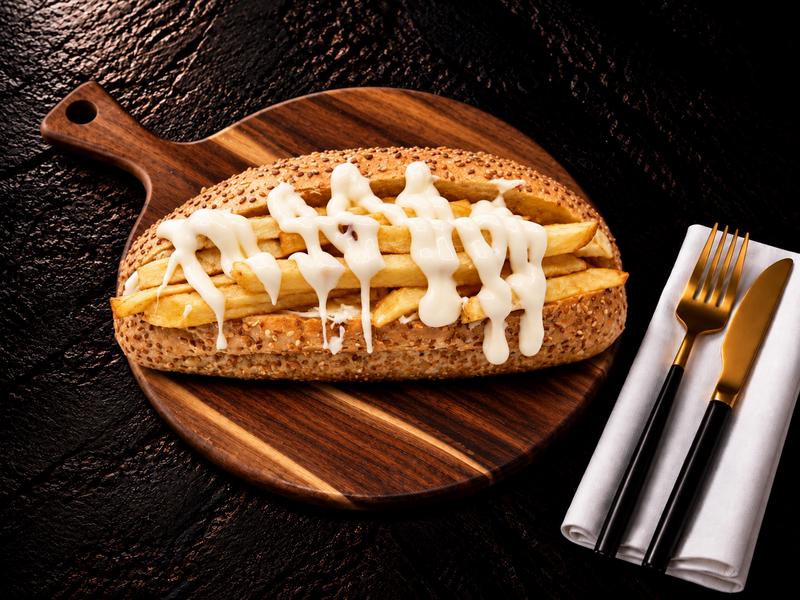 Potato and Coleslaw Sandwich with Cheese