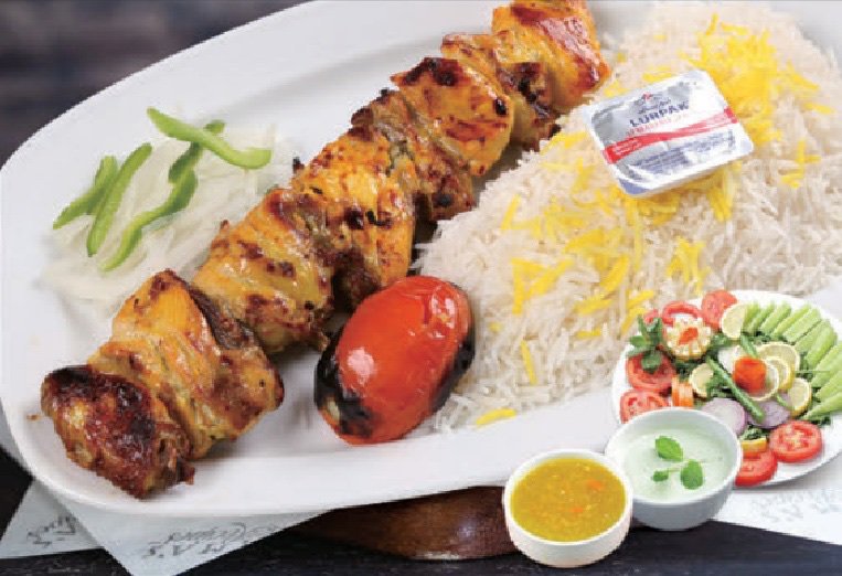 Chicken Boti Kebab with Persian Rice