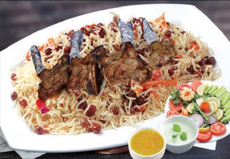 Afghan Pulao with Lamb Chops